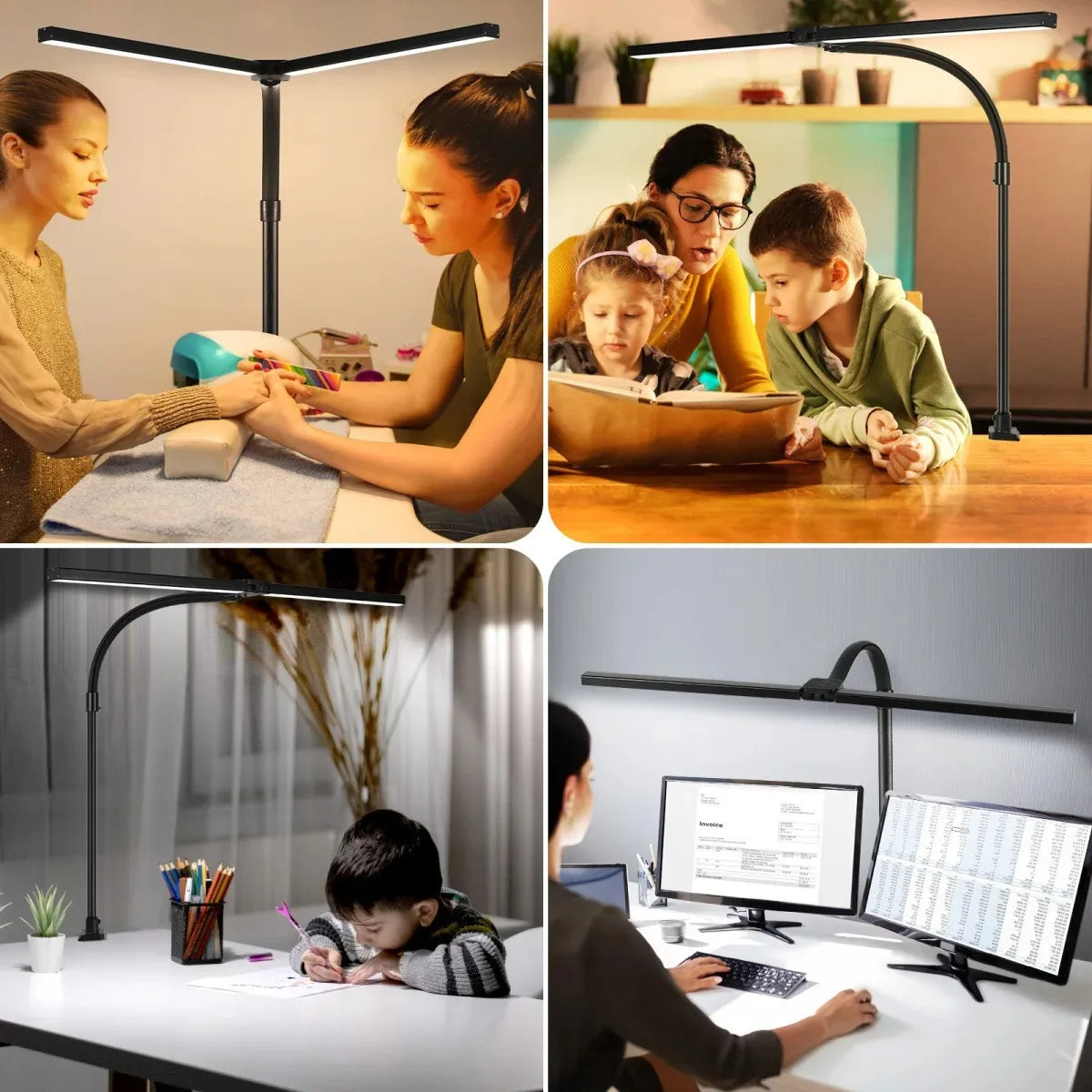 Lampe de bureau à LED à double tête et clip 1
