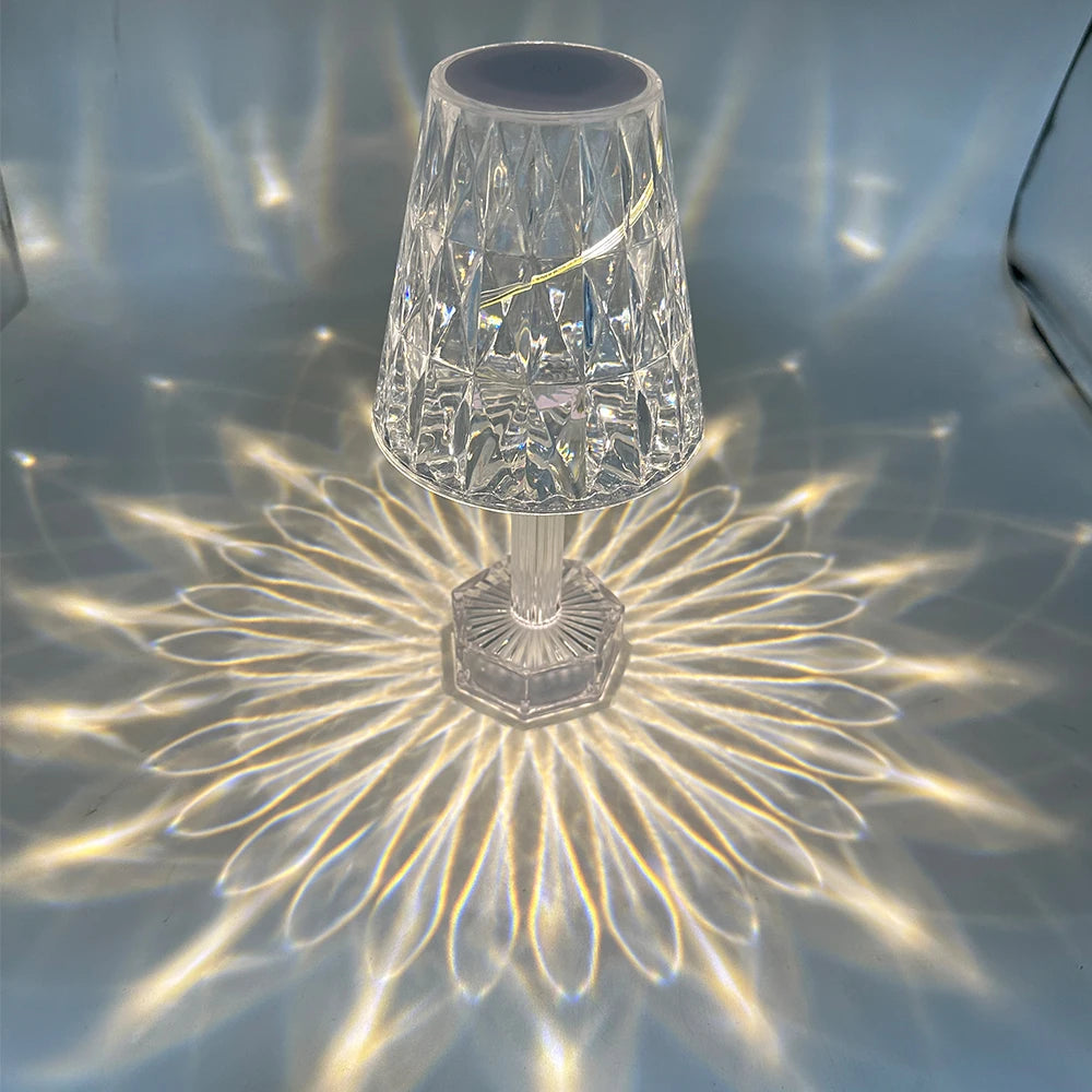 Lampe de chevet à projection en cristal diamants 1