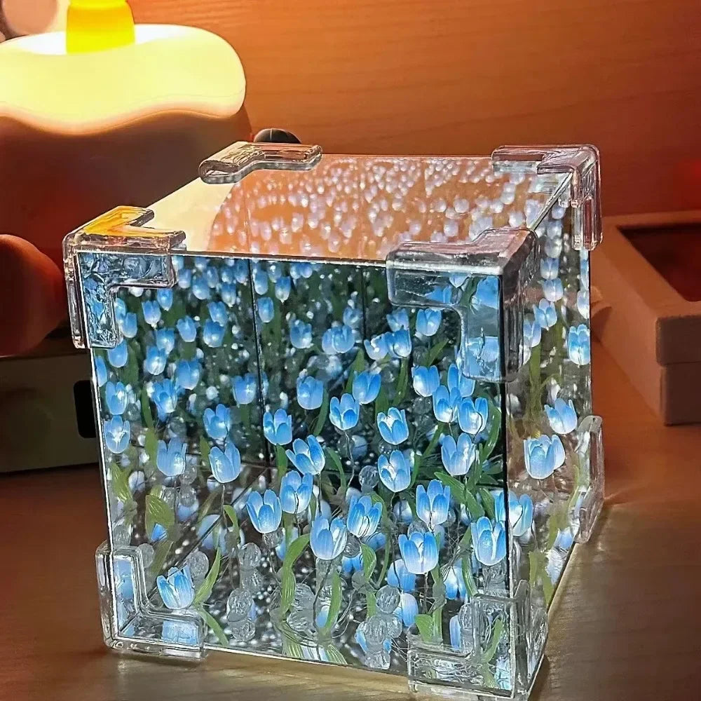 Nouvelle lampe de nuit tridimensionnelle créative en forme de tulipe