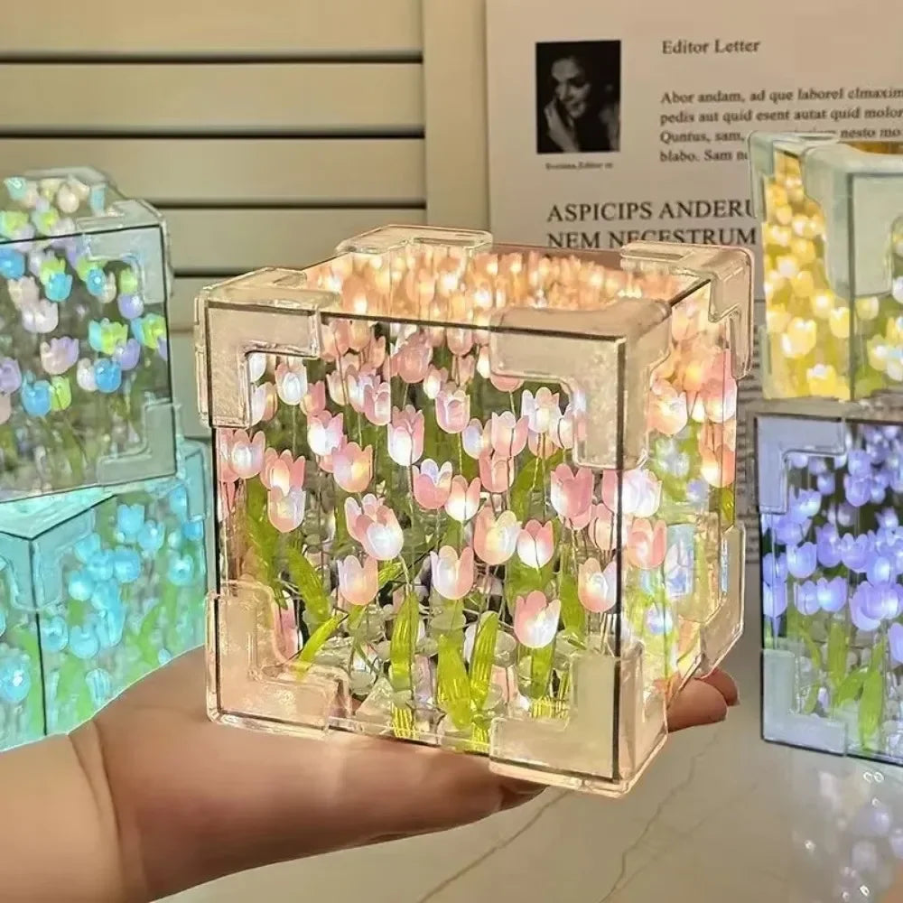 Nouvelle lampe de nuit tridimensionnelle créative en forme de tulipe 1