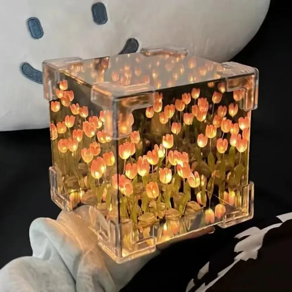 Nouvelle lampe de nuit tridimensionnelle créative en forme de tulipe