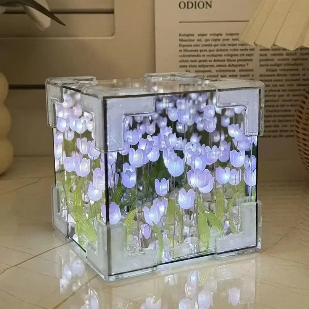 Nouvelle lampe de nuit tridimensionnelle créative en forme de tulipe