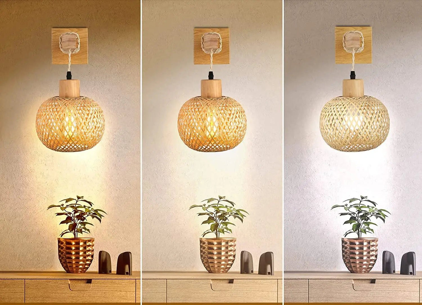 lampe en bois artisanale suspendue