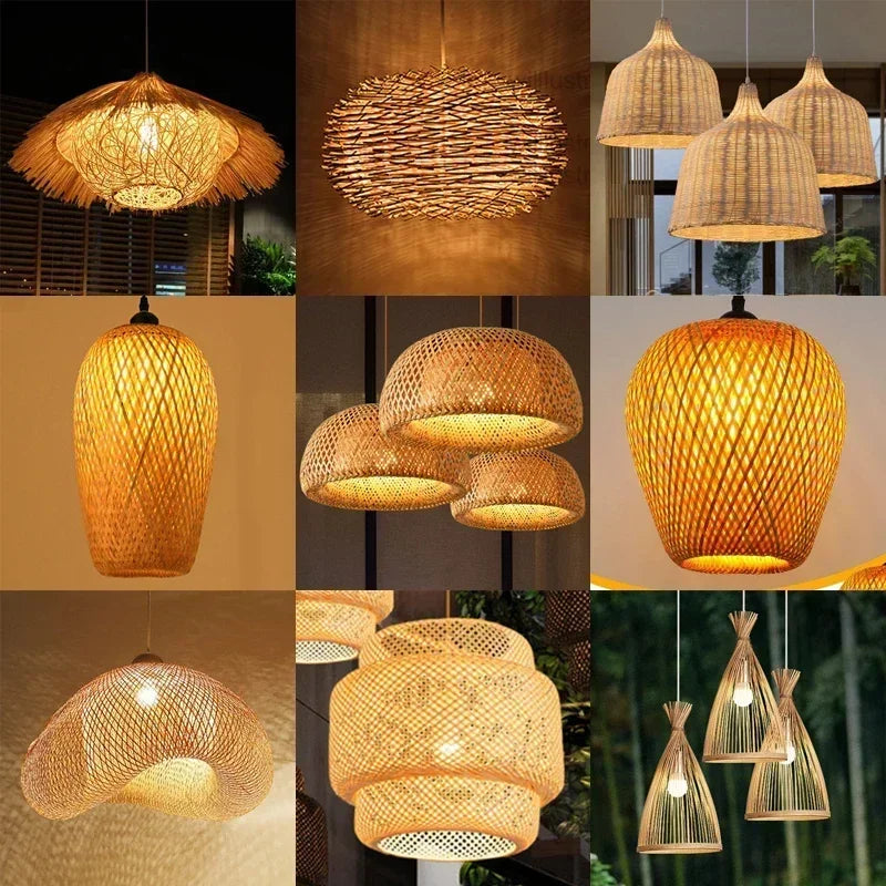lampe suspendue bambou -plusieurs formes